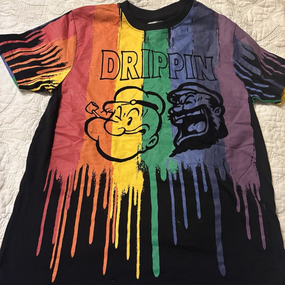 PHAT Farm Popeye & Pluto Boys Large 14/16 Multicolor Short Sleeve Crewneck Shirt